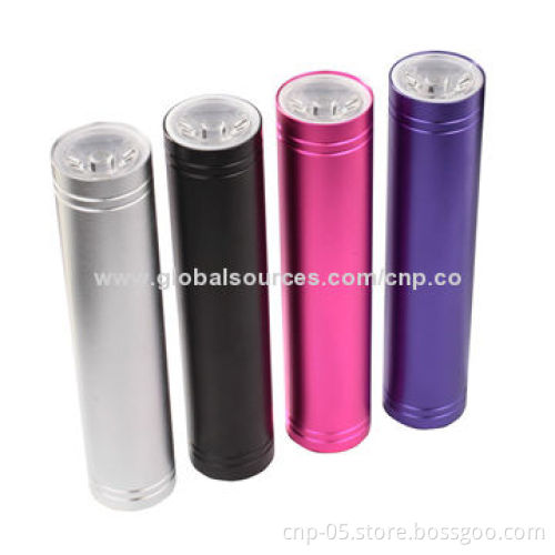 Universal Pocket Power Bank for iPad/iPhone, Tubes Design with Aluminum Case, Flashlight Attached